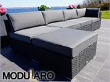 Sofa wypoczynkowa z technorattanu II, 5 modułów, Modularo, Czarny