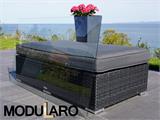 Rectangular table Modularo w/glass top and cushion, Black