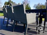 Set de mesa y sillas de jardín, Miami, 1 mesa + 8 sillas, color negro/gris
