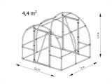 Polytunnel Drivhus 140, 2,2x2x1,9m, 4,4m², Transparent