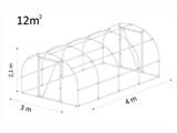 Polytunnel Staklenik 130, 3x4x2,1m, 12m², Prozirni