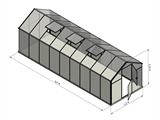 Gewächshaus Polycarbonat SANUS L-15, 14,08m², 2,2x6,4x2,15m, Silber