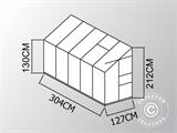 Vægdrivhus polycarbonat ZEN 3,86m², 1,27x3,04x2,12m m/sokkel, Grøn