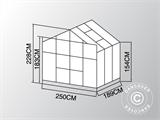 Gewächshaus aus Glas/Polycarbonat ZEN 4,73m², 2,5x1,89x2,28m, Schwarz