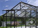 Invernadero orangerie en cristal 16,8m², 4,45x4,45x2,52m con base, Negro