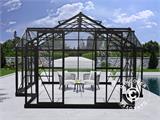 Orangeri/Drivhus glas 16,8m², 4,45x4,45x2,52m m/sokkel, Sort