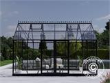 Orangerie/Gewächshaus aus Glas 13,3m², 4,45x2,99x2,95m mit Sockel und Krone, Schwarz