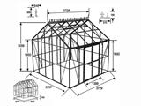 Talveaed/Kasvuhoone klaasist 13,8m², 3,73x3,71x3,16m koos aluse ja katuseharjaga, Must   