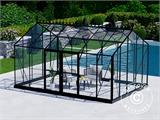 Orangeri/Drivhus in glas 16,5m², 4,45x3,71x3,16mm/sokkel og takdekor, Svart 
