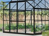Växthus glas 2,44x2,48x2,34m med bas, 6,05m², Svart