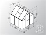 Gewächshaus Polycarbonat 3,4m², 1,85x1,86x2,08m, Grau