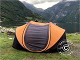 Camping tent pop-up, FlashTents®, 4 persons, Large, Orange/Dark Grey
