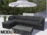 Polyrattan-Sofa Außenecke für Modularo, schwarz