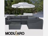 Poly rattan left arm section for Modularo, Grey