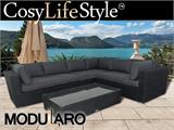 Polyrattan sofabord til Modularo, Rektangulært, Sort