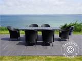 Table de jardin avec rallonges Key West, 180/240x95x76cm, noir