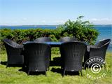 Conjunto de jardim c/ 1 mesa de jardim + 6 cadeiras de jardim, Key West, Preto