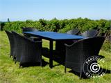 Gartenmöbel-Set mit 1 Gartentisch + 6 Gartenstühlen, Key West, schwarz

