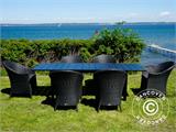 Gartenmöbel-Set mit 1 Gartentisch + 6 Gartenstühlen, Key West, schwarz
