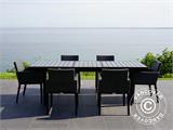 Trädgårdsgrupp, Miami, 1 bord + 6 stolar, svart/grå