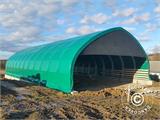 Storage shelter/arched tent 12x16x5.88 m w/sliding gate, PVC, White/Grey