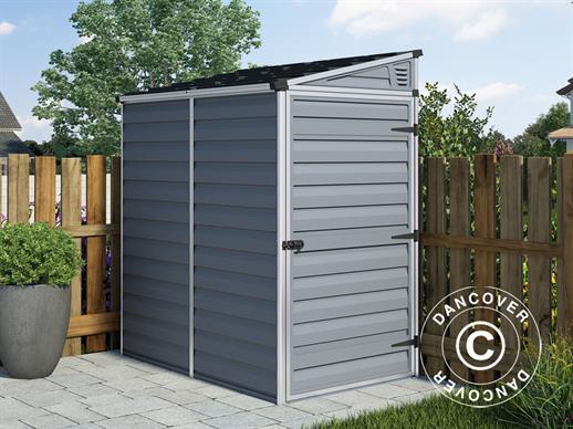 Lean-to garden shed polycarbonate, Pent, 1.175x1.75x2.03 m, 2.05 m², Grey