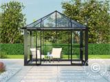 Orangerie/Pavillon Glas 8,7m², 2,95x2,95x2,7m, mit Fundament, schwarz