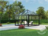 Orangery/Gazebo Glass 8.7 m², 2.95x2.95x2.7 m, w/base, Black