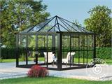 Orangerie/Pavillon Glas 8,7m², 2,95x2,95x2,7m, mit Fundament, schwarz