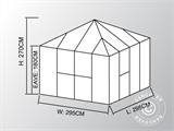 Orangeri/Paviljong Glas 8,7m², 2,95x2,95x2,7m, med bas, Svart