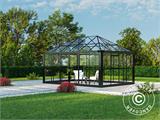 Orangerie/Pavillon Glas 12,86m², 4,36x2,95x2,7m, mit Fundament, schwarz
