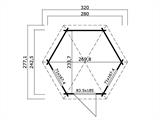 Gazebo de madeira Lausanne, hexagonal 2,8x2,42x2,89m, 44mm, Cinza Claro