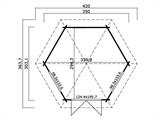 Cenador de madera Provence, hexagonal 3,5x3,03x3,18m, 44mm, Natural