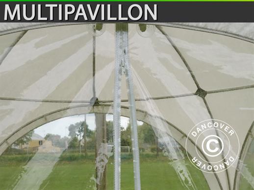Kupola pasakumu telts Multipavillon sansiena ar logu un ravejsledzeju 3x1,95m, Balts