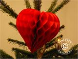 Bola em favos em forma de coração, 30cm, Vermelha, 10 unid