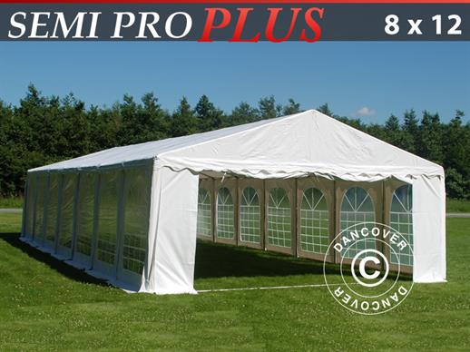 Tente de réception Semi PRO Plus 8x12 m PVC, Blanc