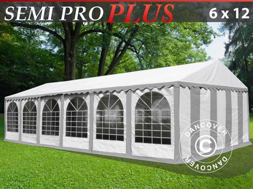 Demo: Tente de réception Semi PRO Plus 6x12 m PVC, Gris/Blanc