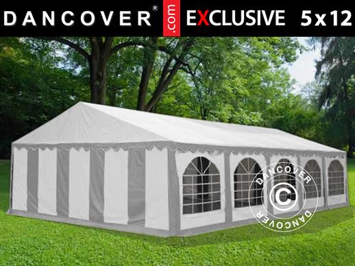 Pasākumu telts Exclusive 5x12m PVC, Pelēks/Balts