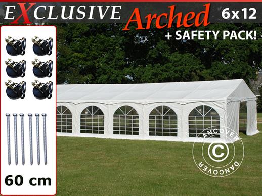 Partytelt Exclusive 6x12m PVC, "Arched", Hvit