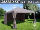 SmartPack solução 2-em-1: Tenda para festas Exclusive 6x12m, Branca/Gazebo 4x4m, Areia
