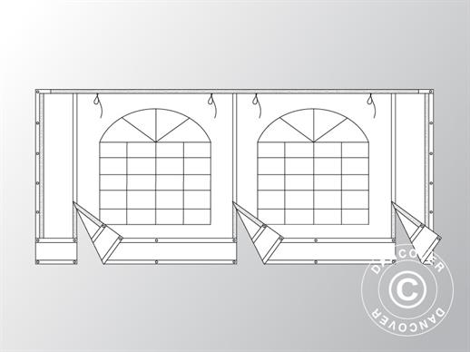 Krajnja stranica s velikim prozorom i širokim vratima, 5m, PVC, Bijela/Siva