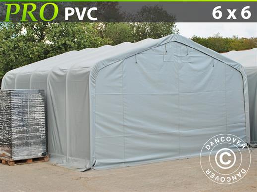Tenda de armazenagem PRO 6x6x3,7m PVC, Cinza
