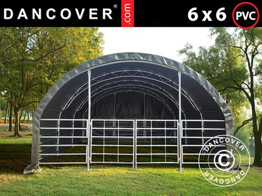 Namiot dla zwierząt gospodarskich z kratownicą 6x6x3,7m, PCV, Zielony
