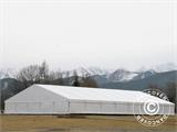 Hangar de stockage industriel Alu 10x10x4,52m avec porte coulissante, PVC, blanc