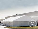 Hangar de stockage industriel Alu 20x50x9,04m avec porte coulissante, PVC, blanc