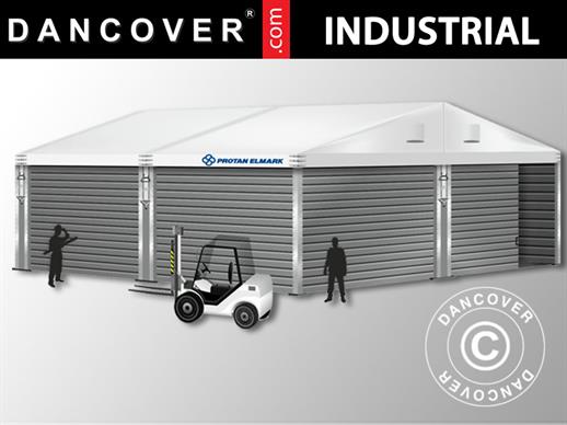 Industrielle Lagerhalle Alu 10x10x4,52m mit Schiebetor, PVC/Metall, weiß