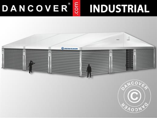 Industrielle Lagerhalle Alu 12x12x5,42m mit Schiebetor, PVC/Metall, weiß