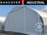 Capannone tenda/tunnel agricolo 9x15x4,42m con portone scorrevole, PVC, Bianco/Grigio