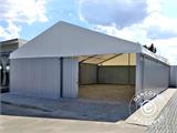 Hangar de stockage industriel Steel 10x10x5,8m avec porte coulissante, PVC/Métal, Blanc/Gris