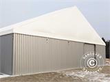 Átrio de armazenamento industrial Steel de 15x15x6,73m c/portão deslizante, PVC/Metal, Branco/Cinza